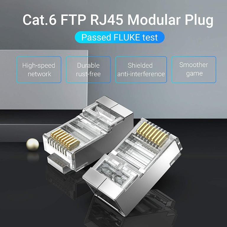 Vention RJ45 Connector Cat8 RJ45 8P8C Modular Ethernet Cable Cat 8 FTP Head  Plug Gold Plated