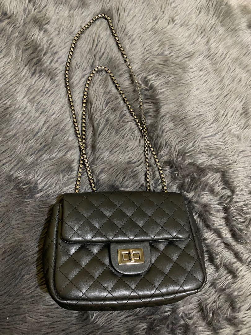 Viney Quilted Chain Sling Bag, Women's Fashion, Bags & Wallets, Cross