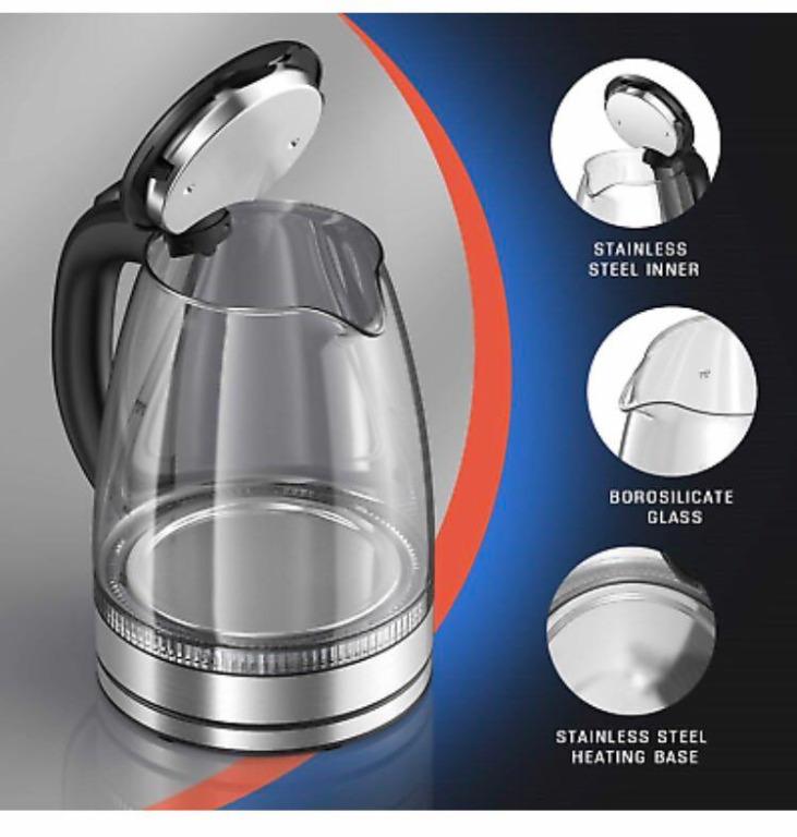 HadinEEon Water Kettle 1500W Stainless Steel Double Wall Electric