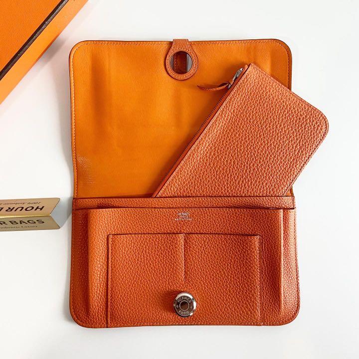 Hermes Dogon Combine Wallet In Orange Leather