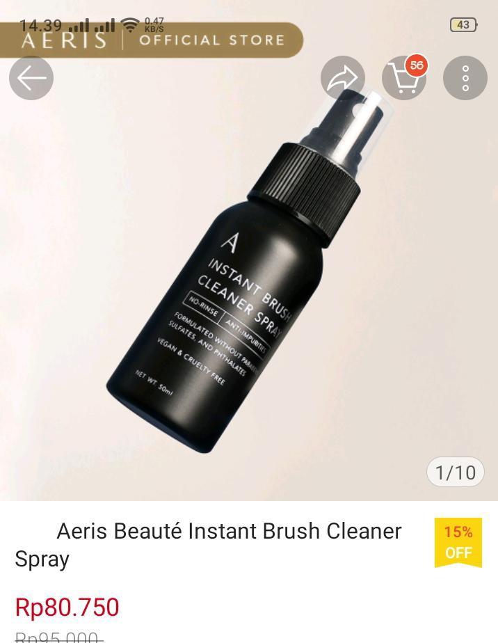 Aeris Beaute Instant Brush Cleaner Spray, Kesehatan & Kecantikan, Kulit