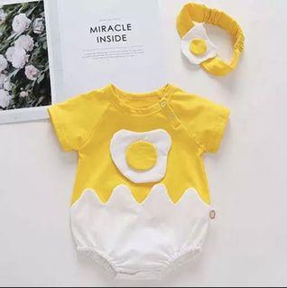 Baby romper with hair band cotton