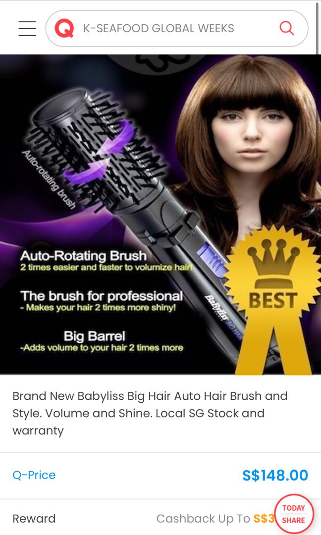 Babyliss Big Hair Curler, Beauty & Personal Care, Hair on Carousell
