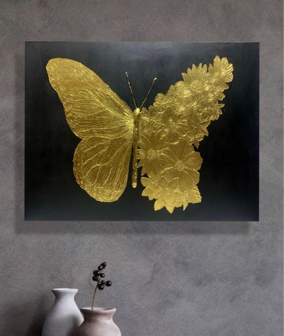 Butterfly gold leaf art painting, Hobbies & Toys, Stationary & Craft