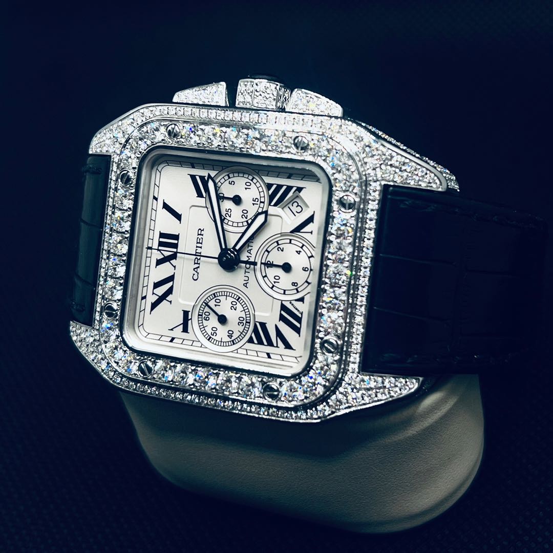 Cartier santos 100 xl top chronograph diamond