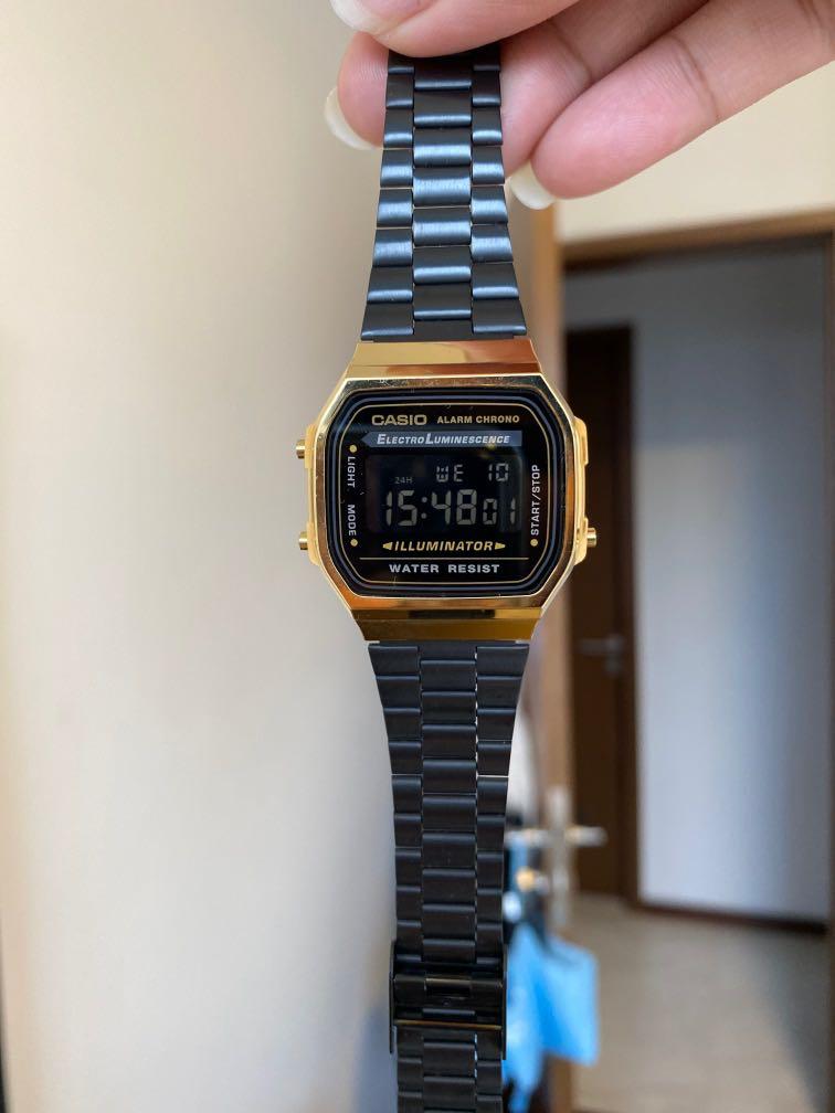 Casio a168 discount gold black