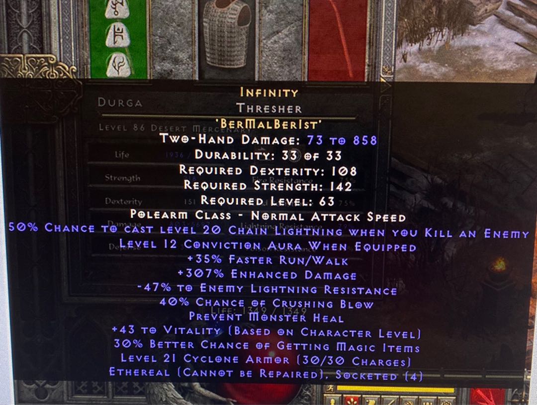 Diablo 2 R infinity runeword, Video Gaming, Gaming Accessories, InGame
