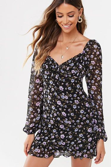 Black floral dress forever clearance 21