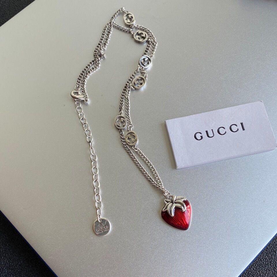 Gucci strawberry interlocking G necklacesterling silver preorder, Women's  Fashion, Jewelry & Organizers, Necklaces on Carousell