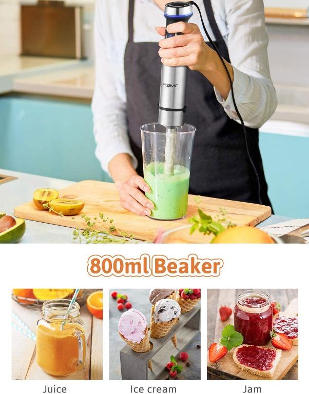 H1400 YISSVIC 1100W Hand Blender 4 in 1 Stick Blender with 800ml Beaker