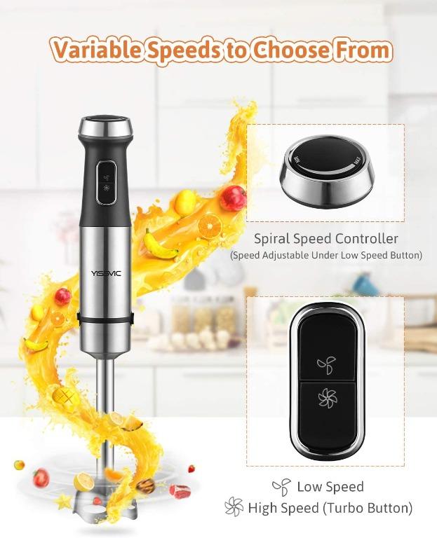 H1400 YISSVIC 1100W Hand Blender 4 in 1 Stick Blender with 800ml Beaker