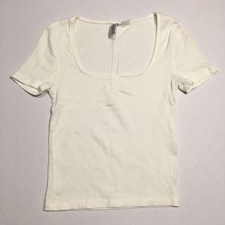 h&m ribbed squareneck in white