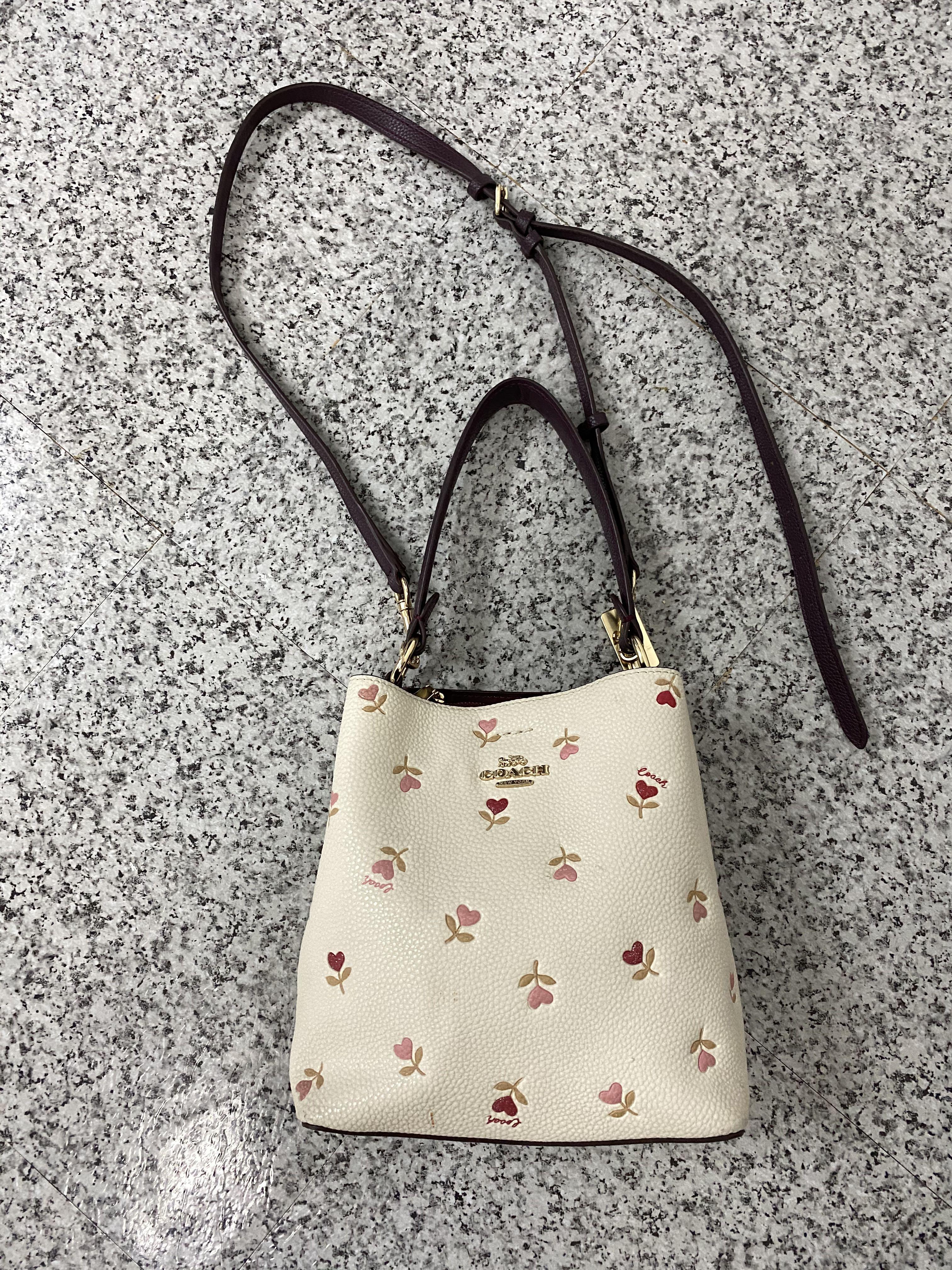 COACH Small Town Bucket Bag With Heart Floral Print