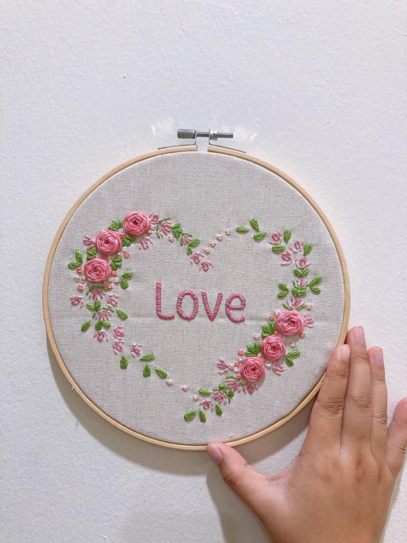 Love Heart Embroidery, Hobbies & Toys, Stationery & Craft