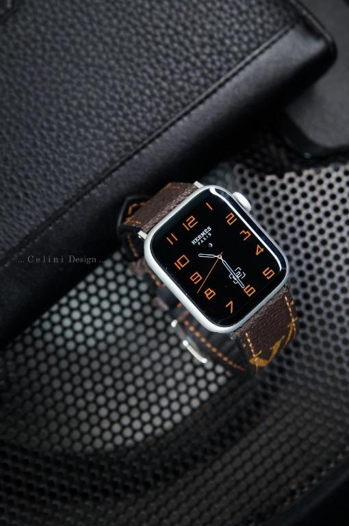 Apple Watch Band Repurposed Classic LV Monogram, Black / Series 7-9 45mm (also Fits 49mm Watch) / Black