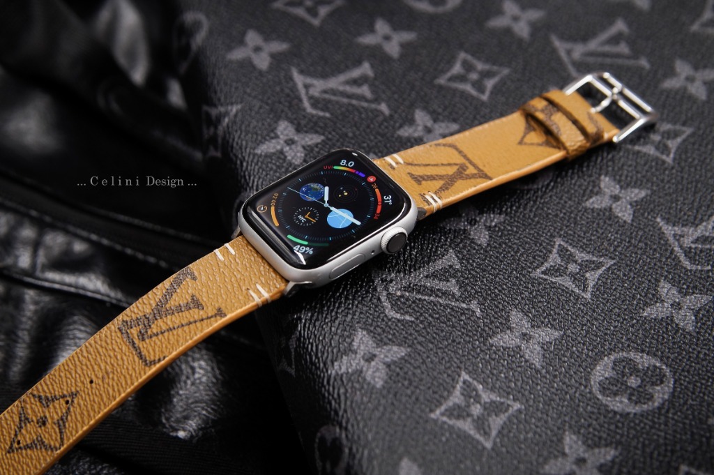 lv apple watch band leather