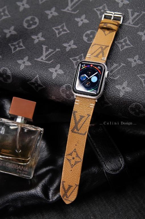 LV Apple Watch Band Repurposed Classic Monogram Double Loop, Black / Series 7-9 42mm/44mm