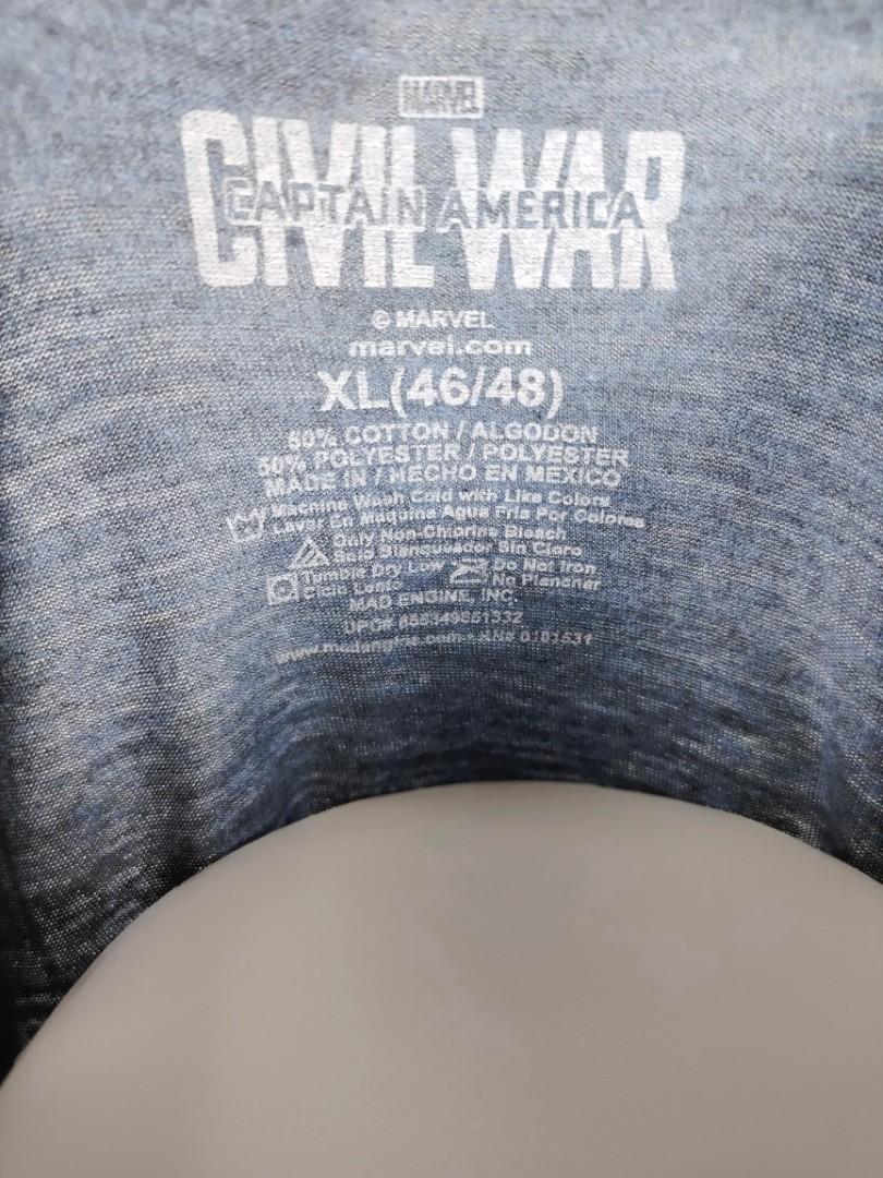 Marvel Civil War Spider Man Captain America Sheild Navy Blue Shirt, Men