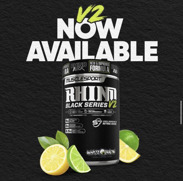 MuscleSport Rhino Black Series V2 "White Dragon" intense preworkout pre