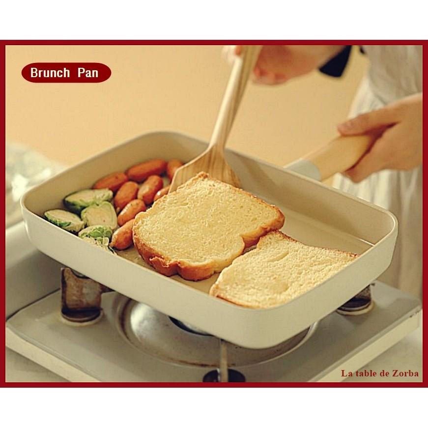 Fika Neoflam Brunch Pan for Stovetops and Induction | Wood Handle | Made in Korea (11.4 Inches x 8 inches)