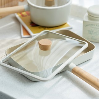 Fika Neoflam Brunch Pan for Stovetops and Induction | Wood Handle | Made in Korea (11.4 Inches x 8 inches)