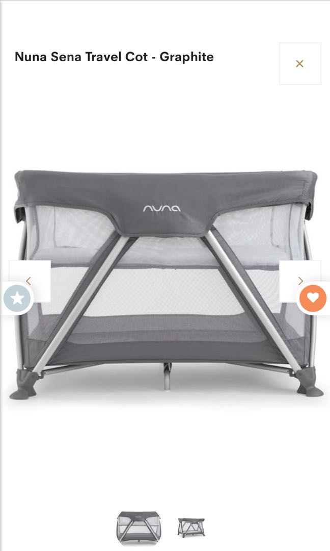 Nuna Sena Travel Cot Graphite Babies Kids Baby Nursery
