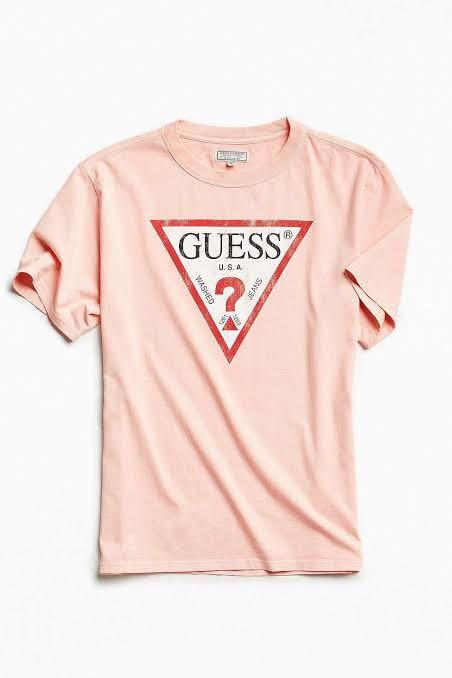 guess pink tee