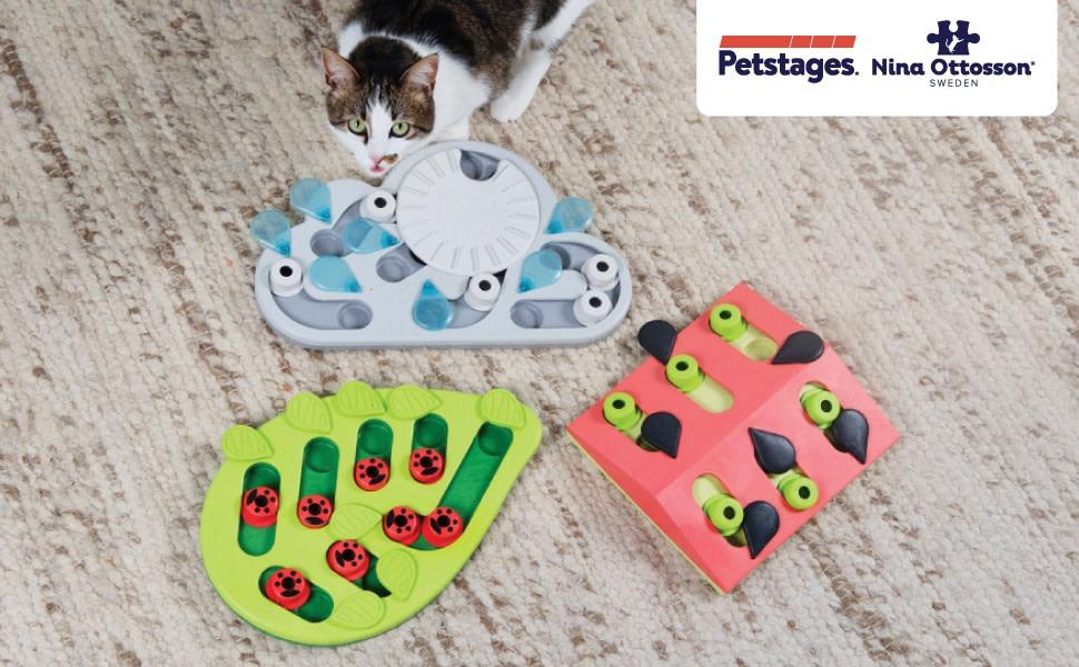 Petstages Green Buggin Out Puzzle & Play Interactive Cat Treat Toy