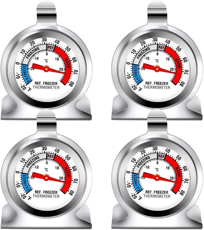 Ruisita 6 Pack Fridge Thermometer Refrigerator Thermometer Classic Series Large Dial Thermometer Temperature Thermometer with Hanging Hook and Retractable Stand 