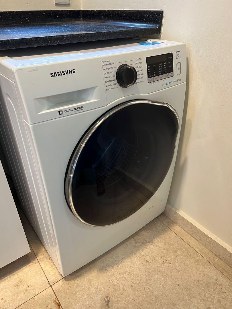 Samsung Washing Machine+Dryer Frontload 7kg White WD70J5410, TV & Home Appliances, Washing