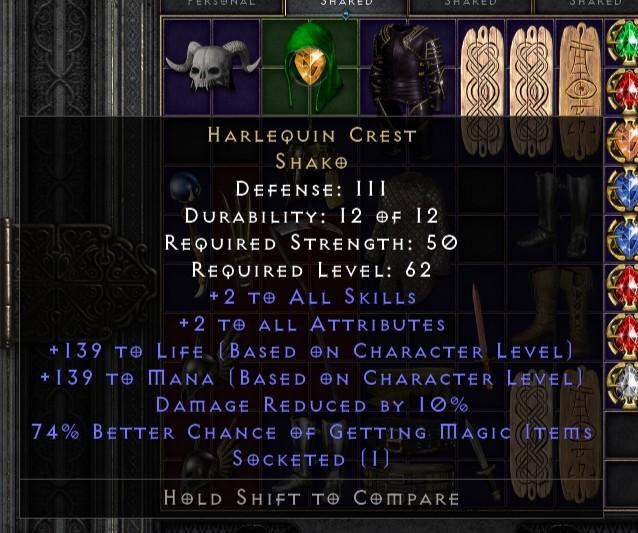 Socketed Harlequin Crest Shako Diablo 2 Resurrected, Video Gaming