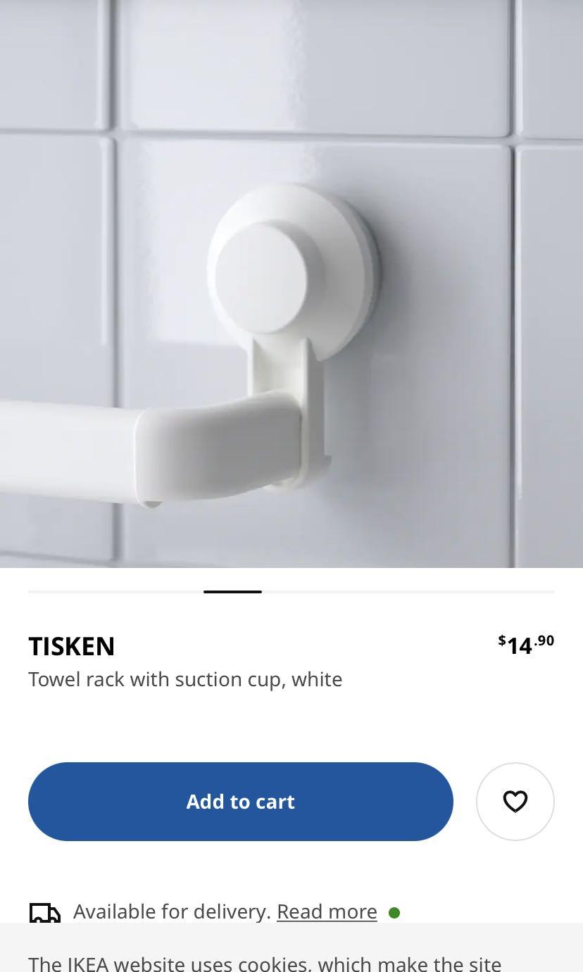 TISKEN Towel rack with suction cup, white - IKEA