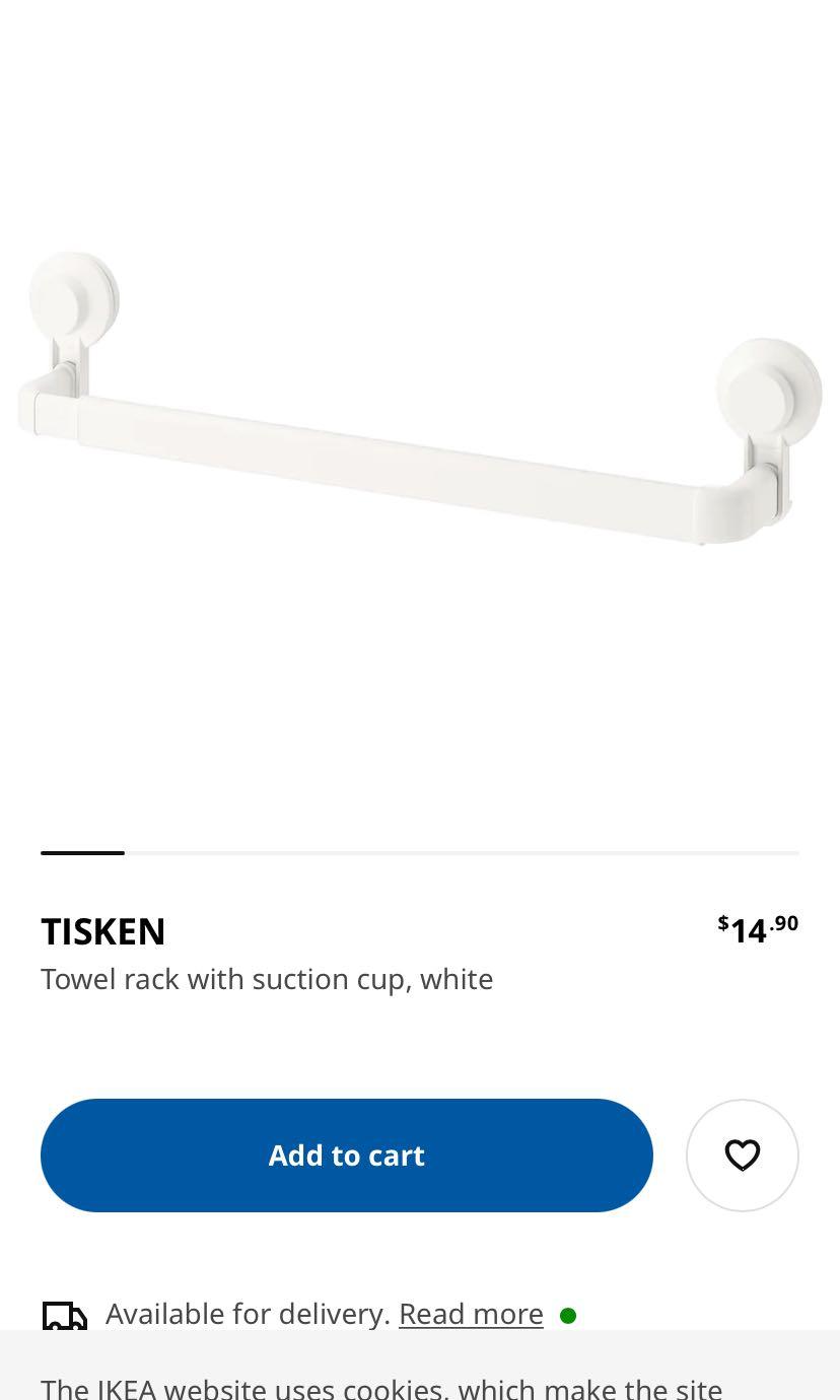 TISKEN Towel rack with suction cup, white - IKEA