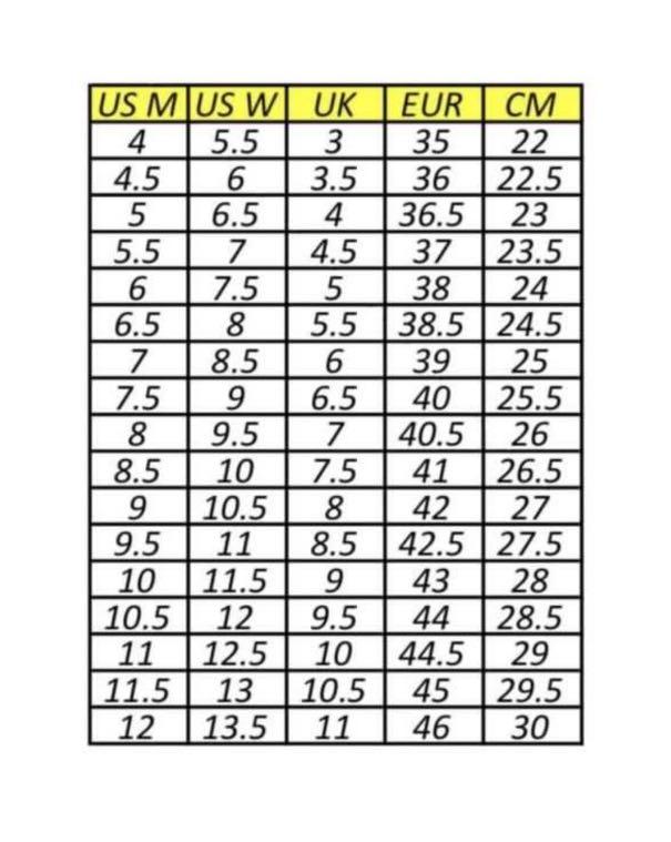 Vans euro size chart online