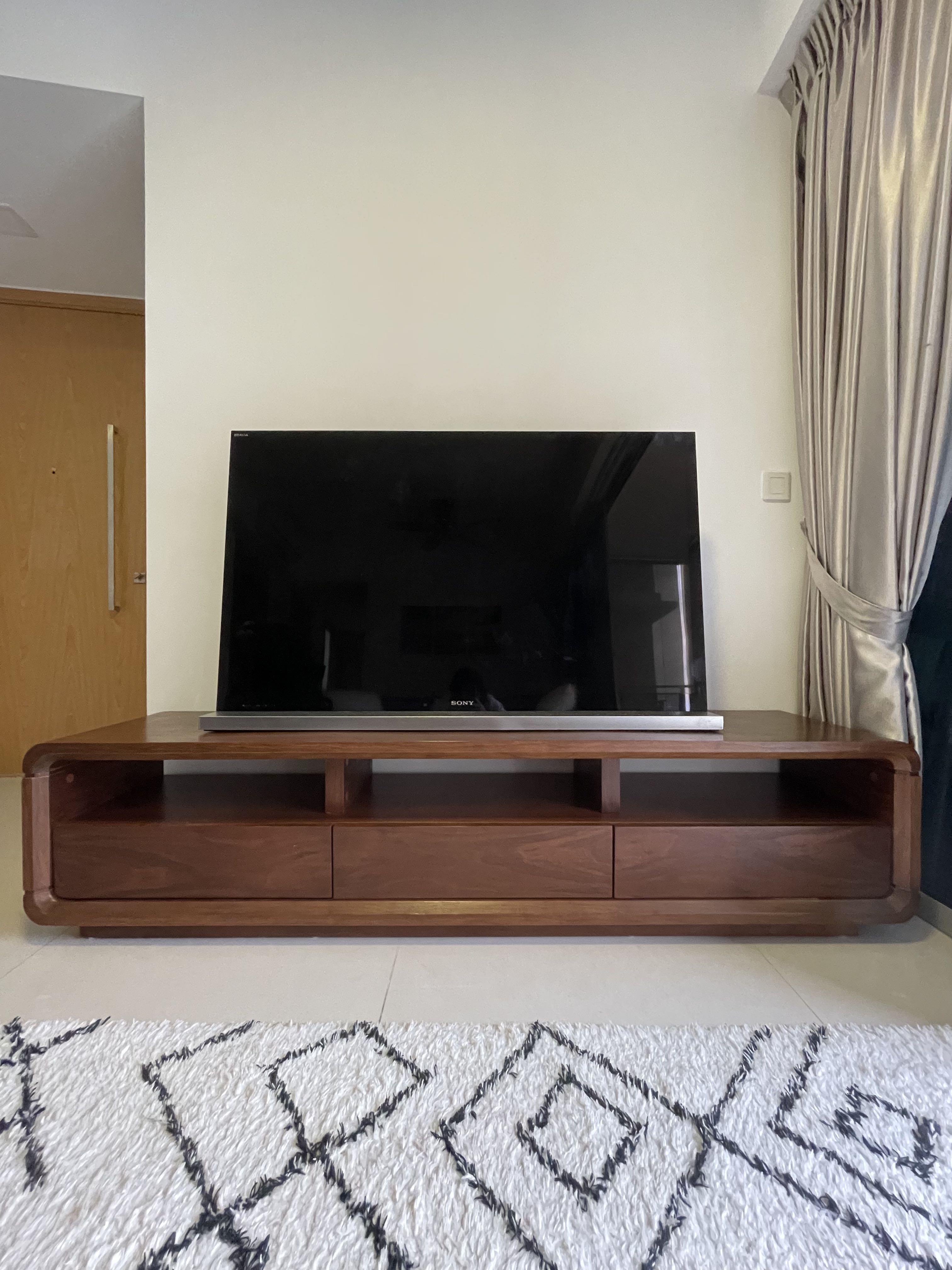 Walnut wood tv console cabinet, Furniture & Home Living, Furniture, TV
