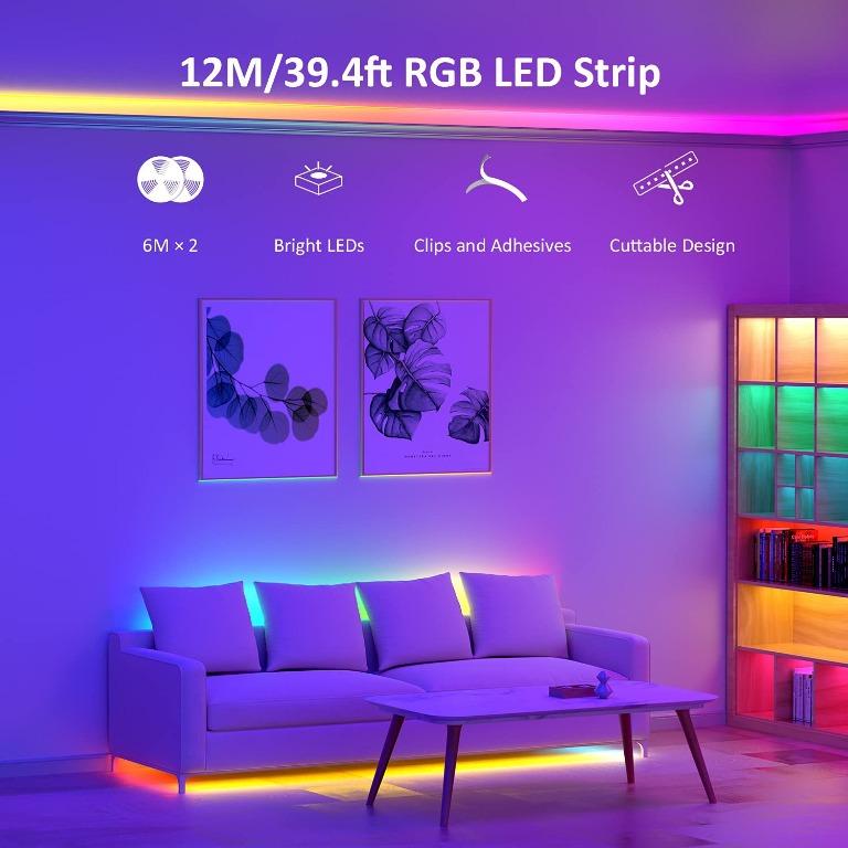 12M(39.4ft) LED Strip Lights Kit with RF Remote, Novostella Colour ...