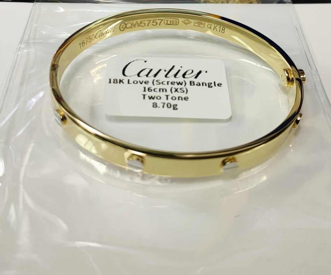 18k CARTIER 2TONE BANGLE 16cm XS, Women 