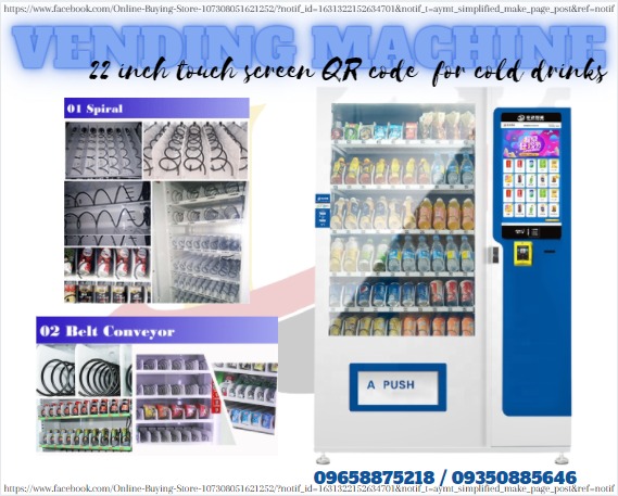 22 inch touch screen QR code vending machine for cold drinks ...