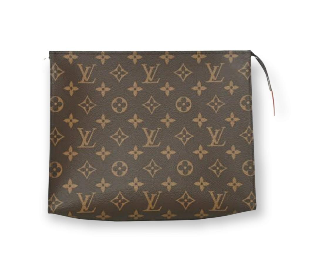 Louis Vuitton Raffia Toiletry Pouch on Chain 26 Black w/Gold Chain.