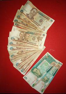ANTIQUE 5 Peso Bill (circa. 1990) & 10 Peso Bill (circa. 1985 and 1997)