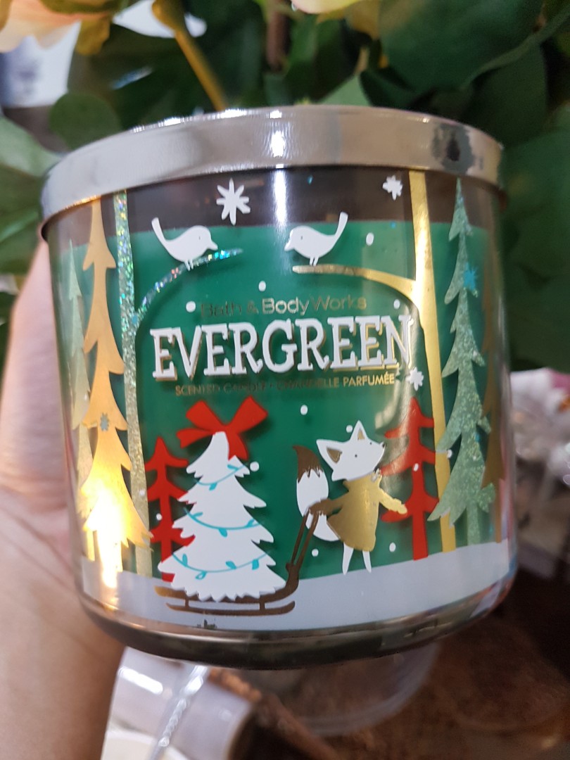 Bath body works evergreen 3 wick candle, Furniture & Home Living, Home ...