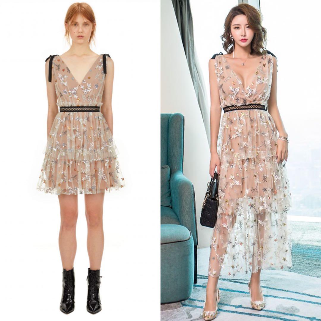 Star mesh midi clearance dress self portrait