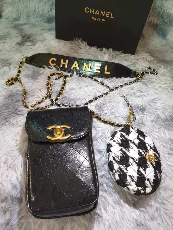 Chanel VIP Gift Bag Canvas Tote Bag with Gold Chain