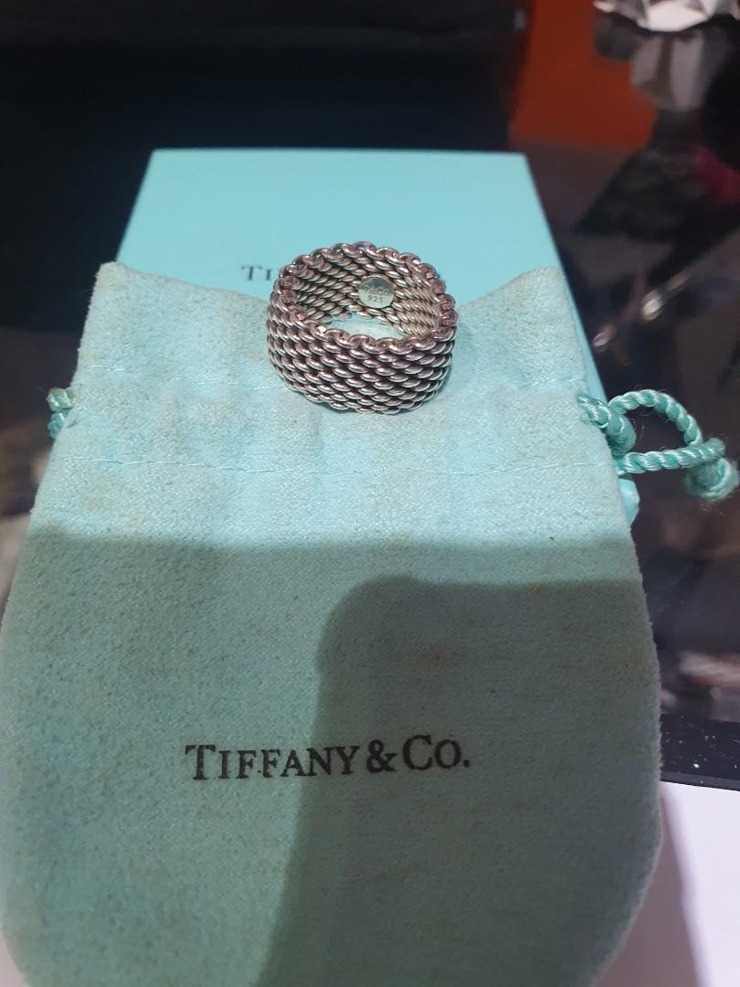 Cheapest Lowest Price Tiffany Mesh Ring Silver Luxury Accessories On Carousell