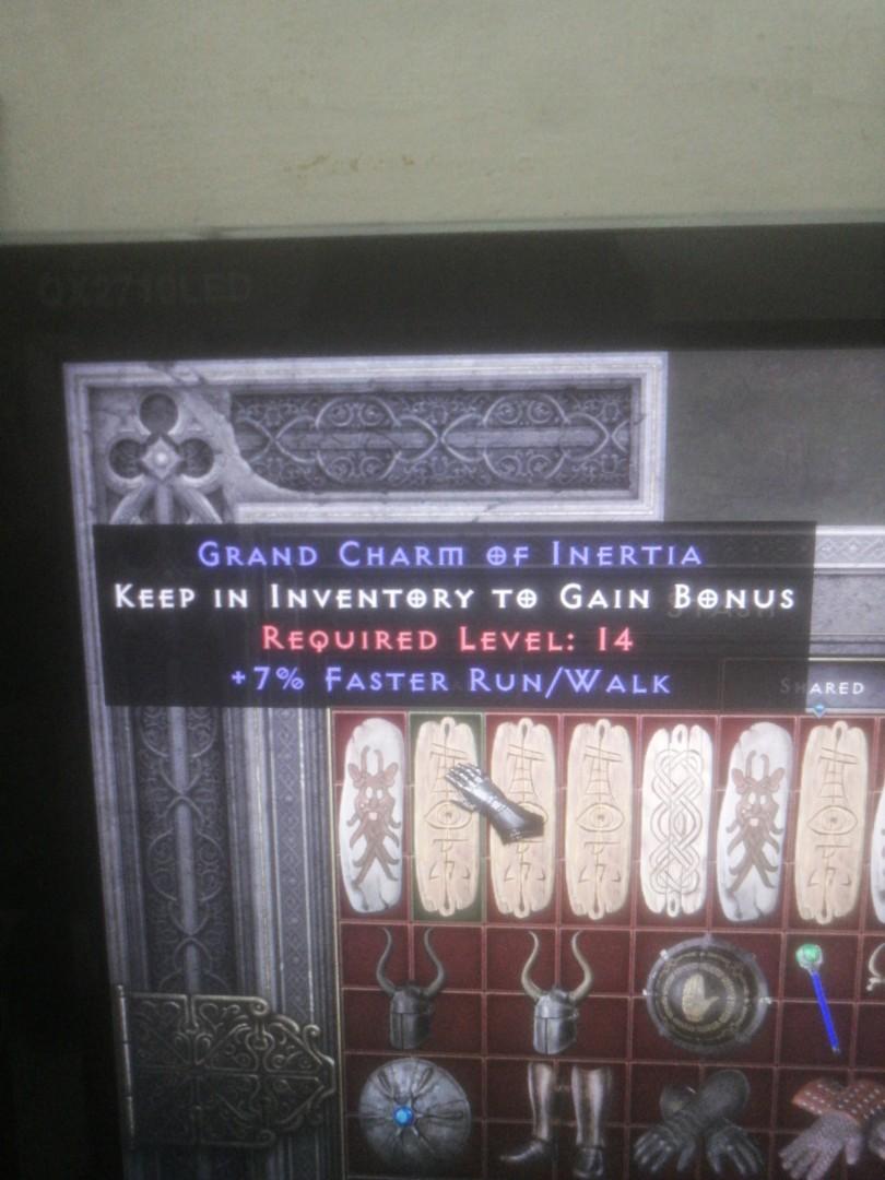 D2R Diablo 2 Resurrected grand charm of inertia + 7 faster walk run, Video Gaming, Gaming