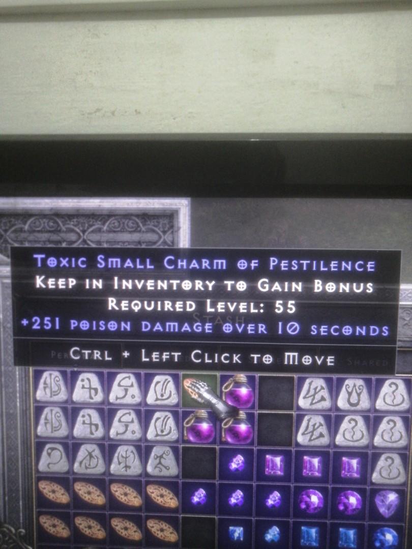 D2R Diablo 2 Resurrected toxic small charm of pestilence +251 poison damage, Video Gaming