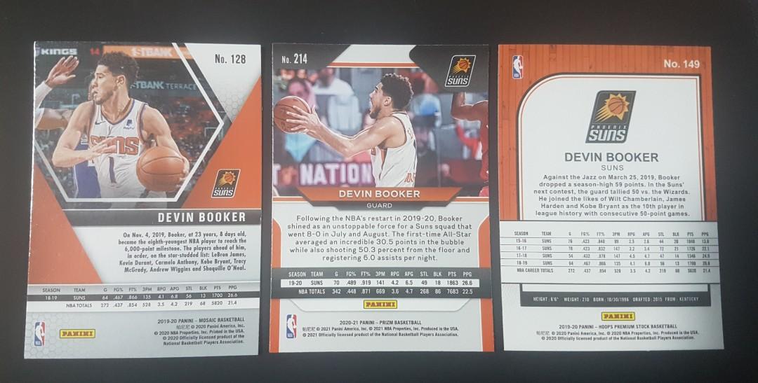 Devin Booker Cards (Category: Raw Singles) located in Pasig City. Submitted by MaryandXaviersCorner (Listing ID 1124910484, Image 2). Description: Devin Booker Cards Selling as lot, total of 3 cards Prizm, Hoops Premium, and Mosaic Actual pictures of the items posted Will be shipped in toploaders and bubblewrap Please check my other NBA cards listings..