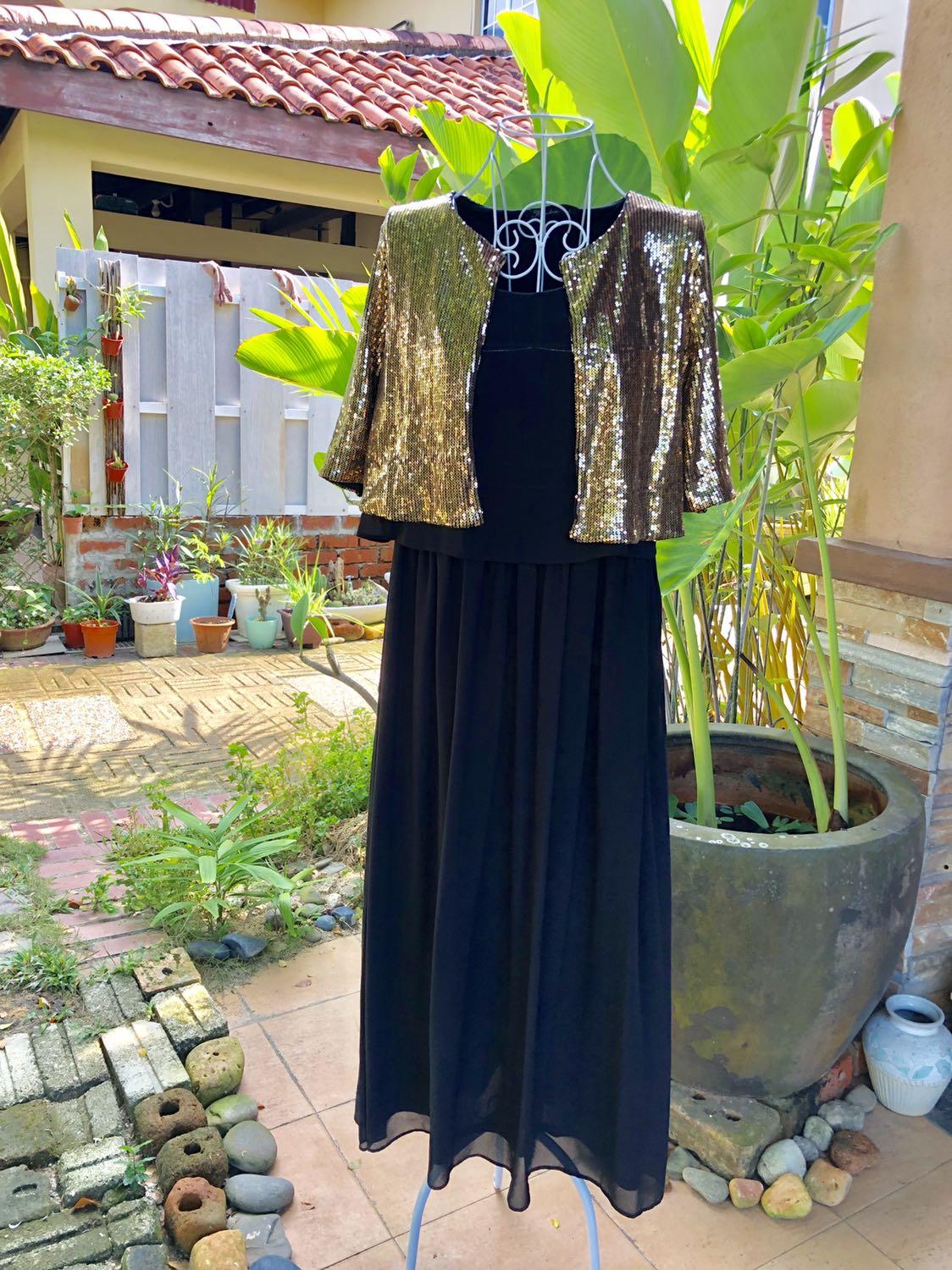 Dinner Dress with sequin Cardigan size S