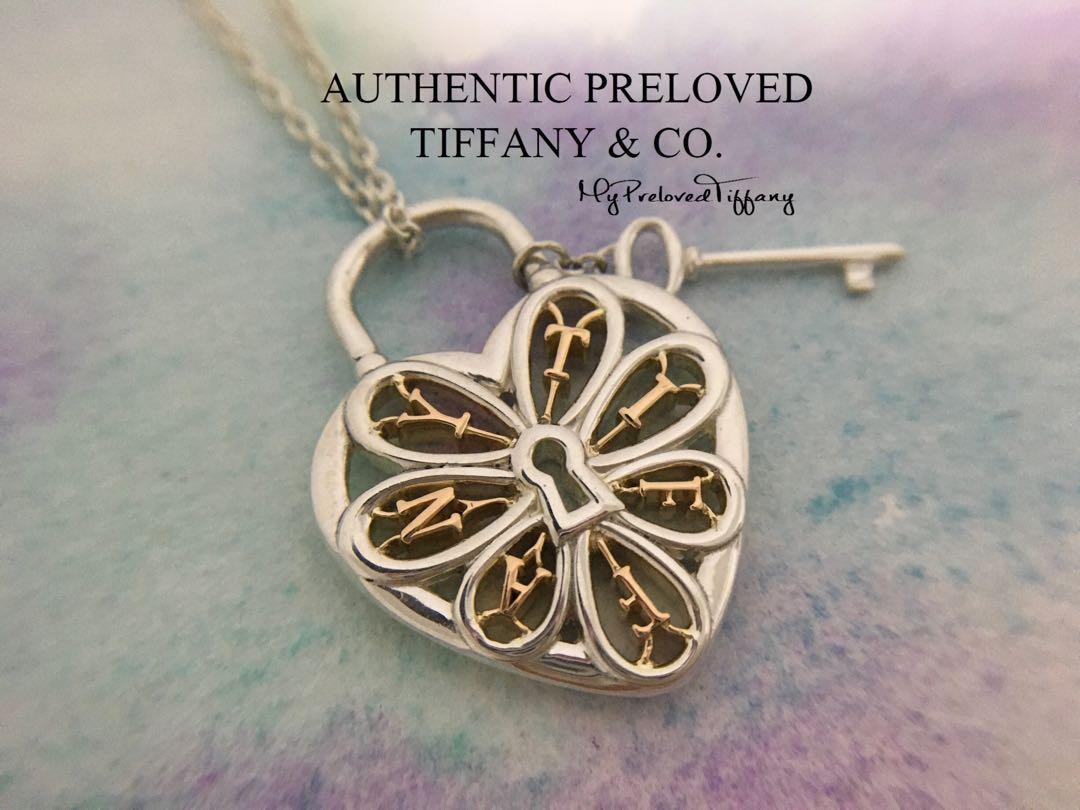 Tiffany filigree heart deals pendant with key