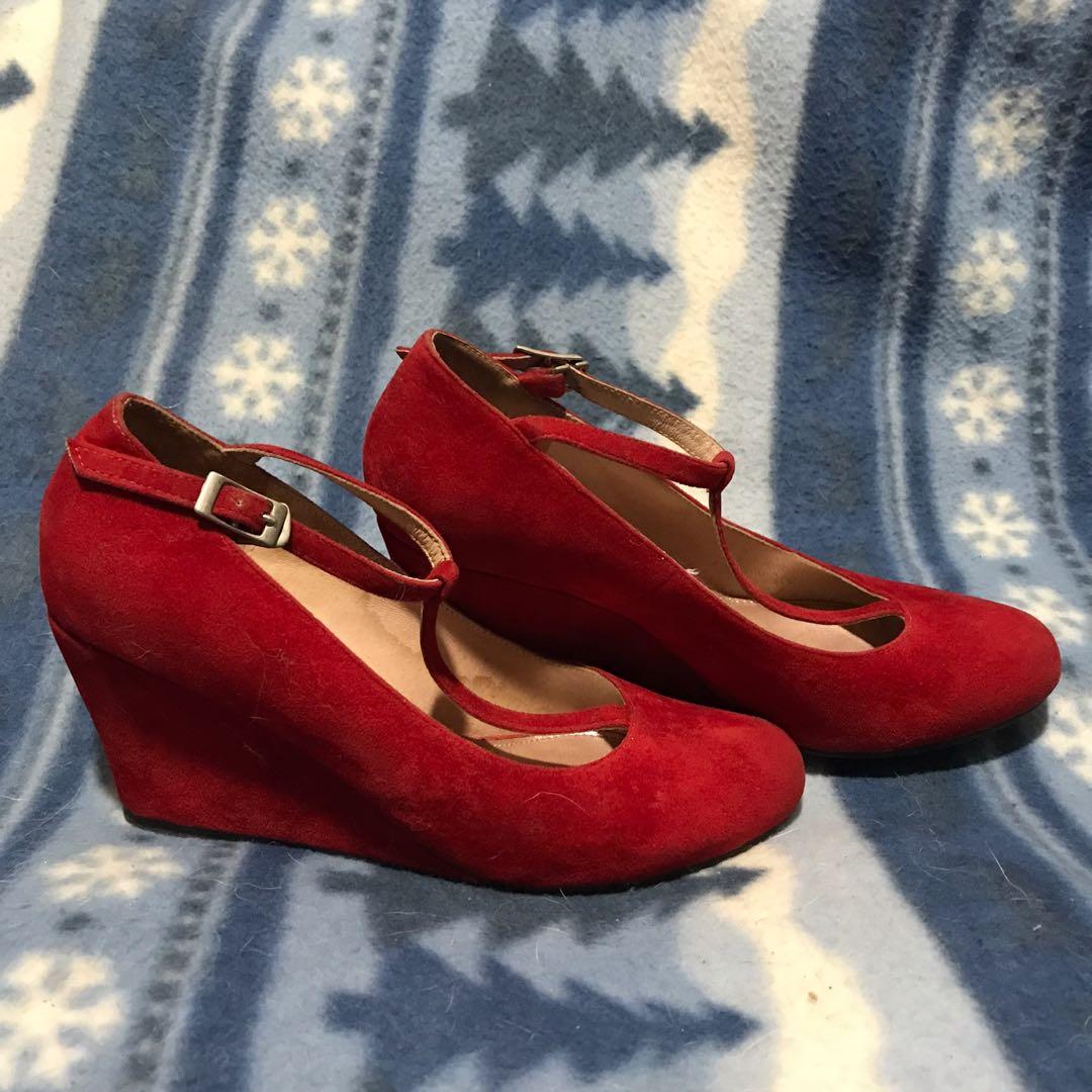Velvet wedge heels store